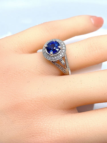 Bague 54 Bague cocktail saphir diamants 58 Facettes AB153