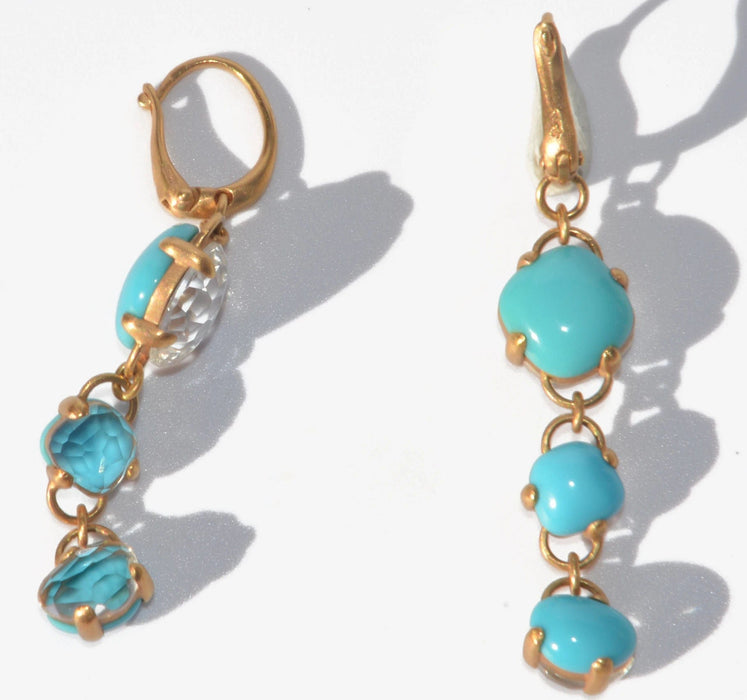 Boucles d'oreilles Boucles d'oreilles Pomellato modèle Capri topaze bleue et turquoise 58 Facettes