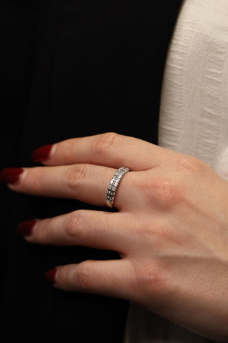 Bague 55 Bague Demi alliance Or blanc Diamant 58 Facettes 2092894CN