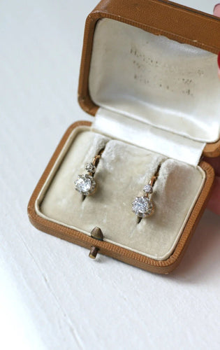 Boucles d'oreilles Boucles d'oreilles anciennes diamants 1,10 Ct 58 Facettes