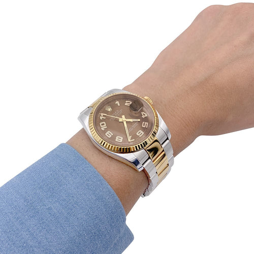 Montre Montre Rolex, "Oyster Perpetual Datejust", or jaune, acier. 58 Facettes 32934