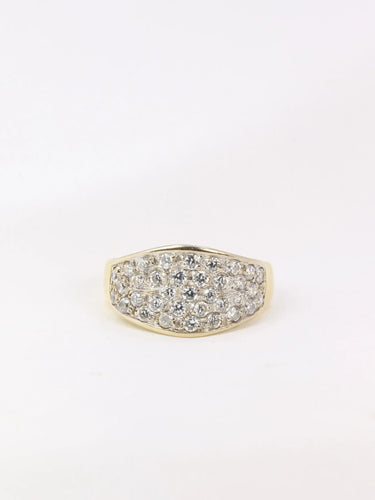 Bague Bague bandeau vintage or jaune diamants 58 Facettes J28
