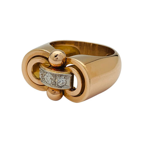 Bague 57 Bague tank or rose, blanc et diamants. 58 Facettes 31900