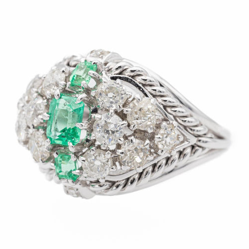 Bague 54 Bague Cocktail Or blanc Emeraude 58 Facettes 2538669CN