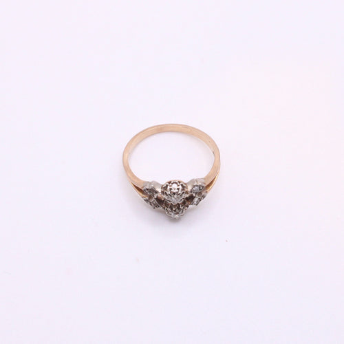 Bague Bague Art Nouveau double trilogie Or rose Diamants 58 Facettes