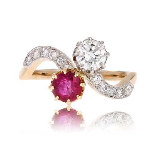 Bague 61 Bague toi et moi diamants et rubis 58 Facettes 24-001