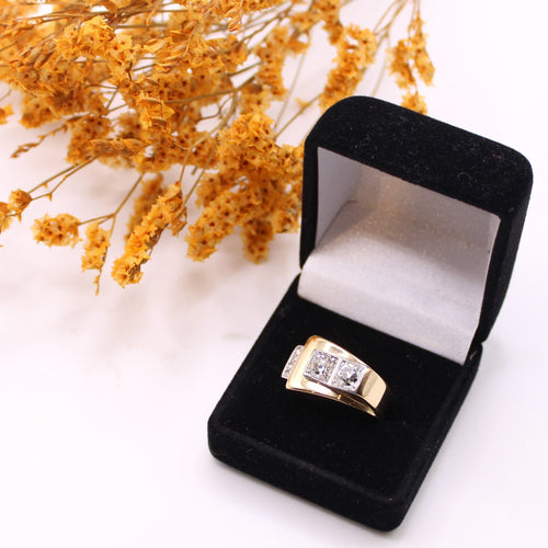 Bague 52 Bague Tank or jaune et 2 Diamants 58 Facettes