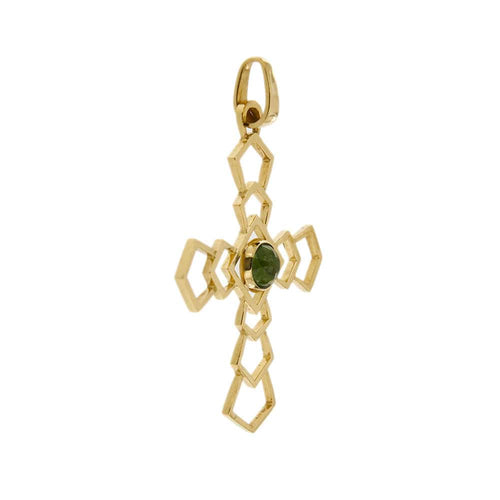 Pendentif Pendentif croix avec tourmaline verte 58 Facettes 31480