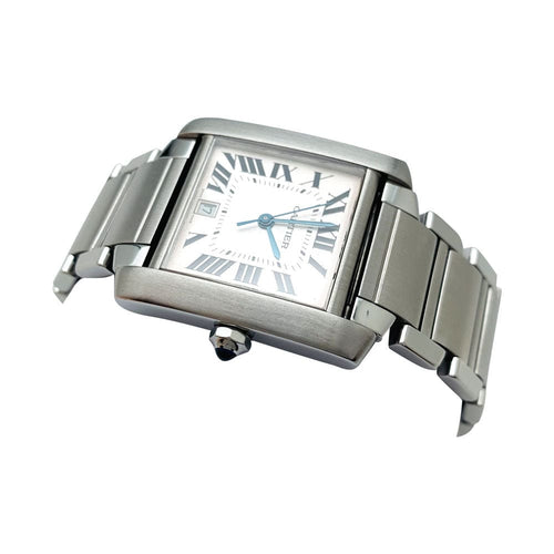 Montre Montre Cartier "Tank Française" en acier sur acier. 58 Facettes 29523