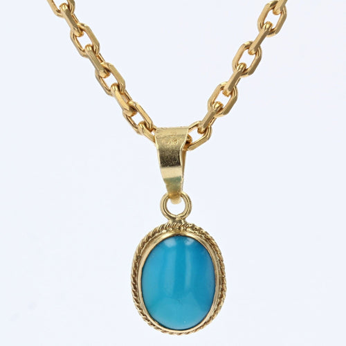 Pendentif Pendentif or jaune et pierre turquoise 58 Facettes CVP47