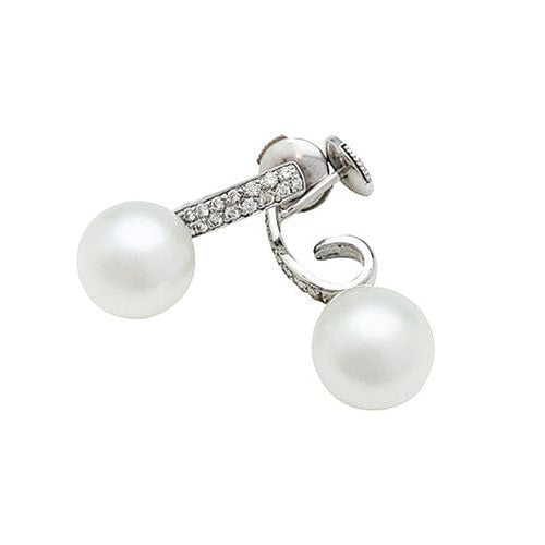Boucles d'oreilles Boucles d'oreilles or blanc, diamants, perles. 58 Facettes 30747