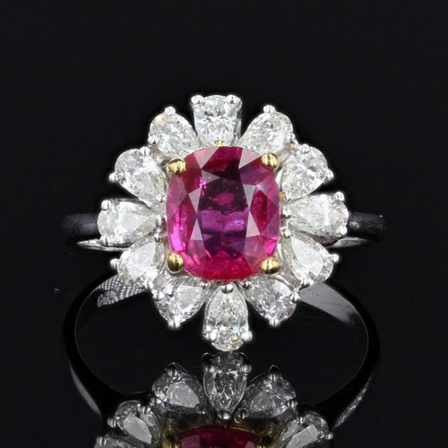 Bague 53 Bague saphir rose et diamants taillés en poire 58 Facettes 22-236