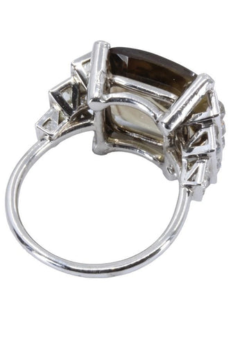 Bague BAGUE STYLE ART-DÉCO QUARTZ FUMÉ ET DIAMANTS 58 Facettes 056221