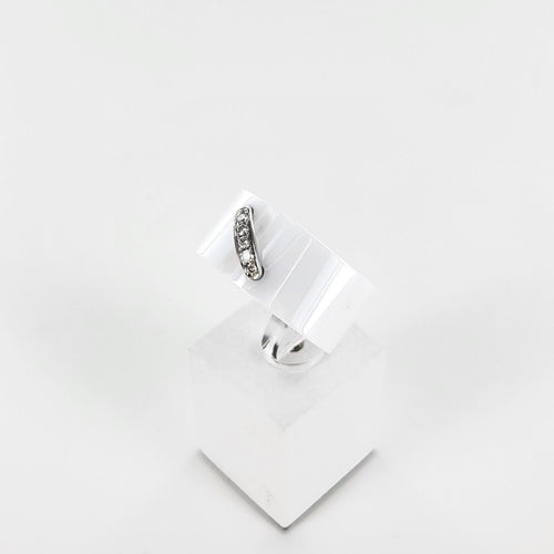 Bague 50 Bague CHAUMET "Lien" céramique blanche et diamants 58 Facettes