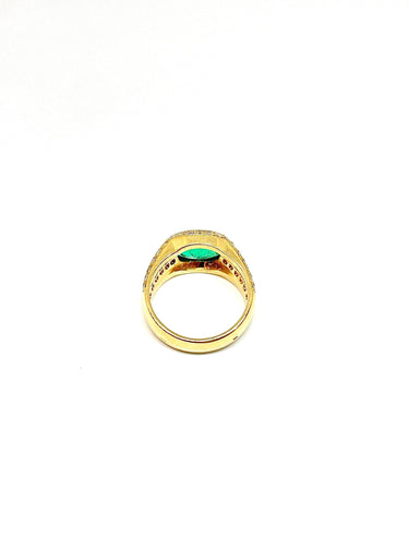Bague Bague or jaune émeraude ovale et diamants 58 Facettes