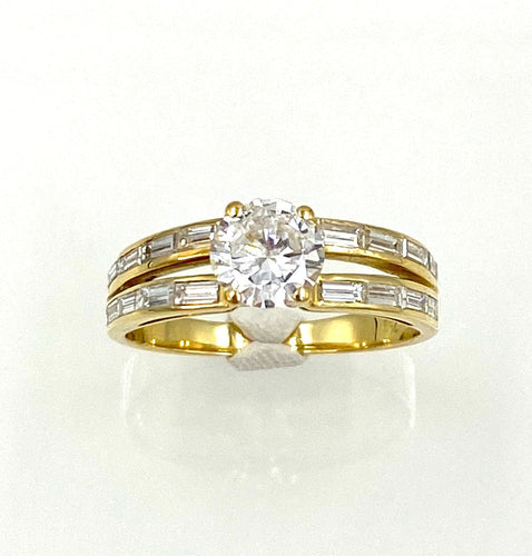 Bague Bague or jaune 18K et diamants 0.91ct 58 Facettes