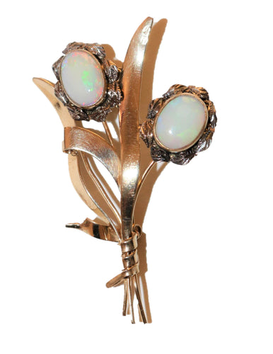 Broche Broche Bouquet De Fleurs Opales Or Jaune 58 Facettes