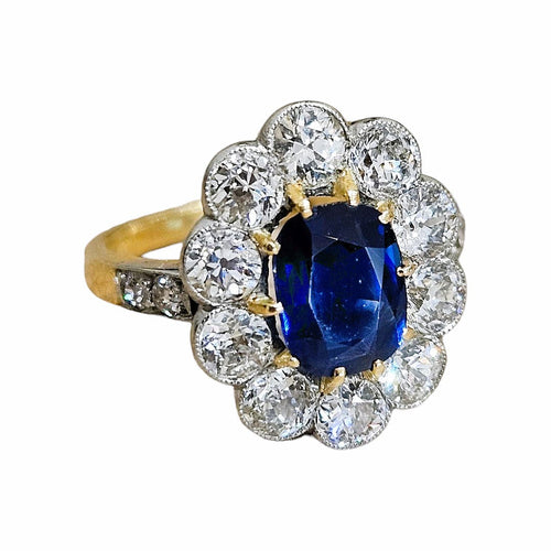 Bague 50 Bague marguerite Or jaune Platine Saphir Diamants 58 Facettes 1-1574/3