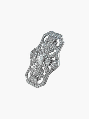 Broche Broche Art Déco Or Blanc et Diamants 58 Facettes