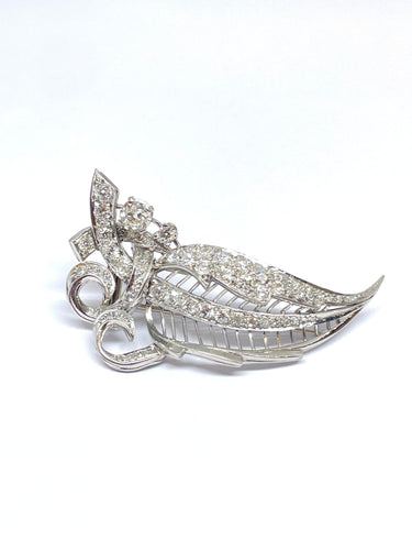Broche Broche ancienne en or blanc et diamants 58 Facettes
