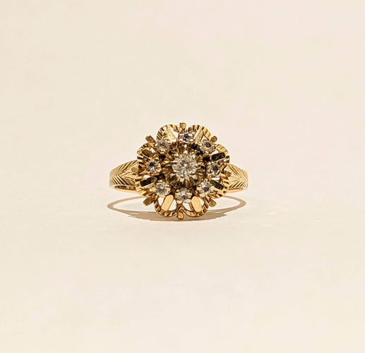 Bague Bague fleur en or et pierres blanches 58 Facettes