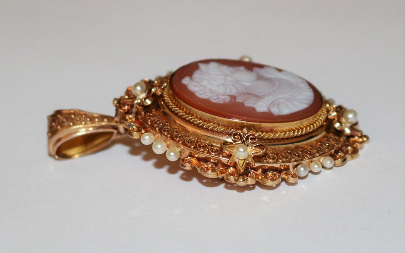 Broche Broche-Pendentif XIXe camée et perles 58 Facettes 459.1