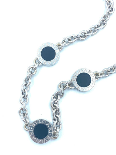 Collier BVLGARI. Collier or blanc et onyx 58 Facettes