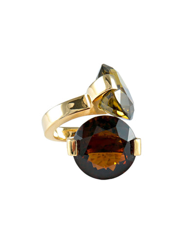 Bague 52 Bague Toi & Moi Pianegonda Quartz fumé 58 Facettes