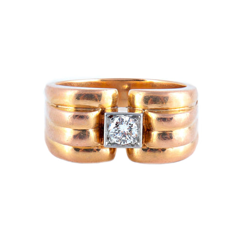 Bague Bague Rétro 1940 or jaune et diamant 58 Facettes 462