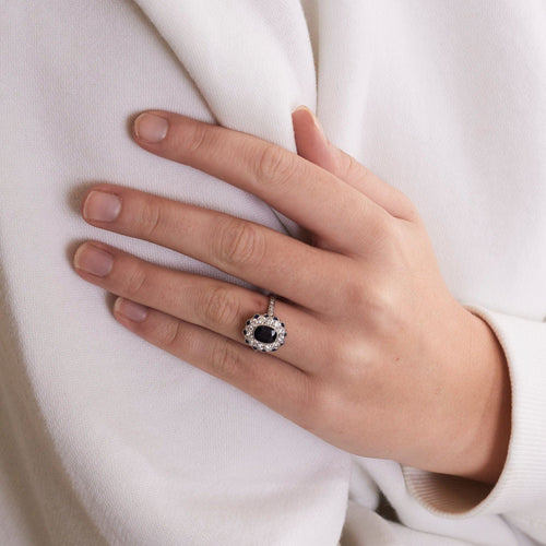 Bague 55 Bague Marguerite Saphirs Diamants 58 Facettes