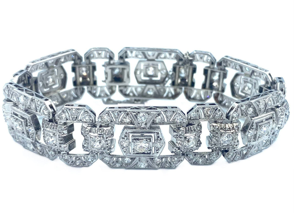 Bracelet Bracelet Art-Deco, or, platine et diamants 58 Facettes