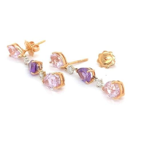 Boucles d'oreilles Boucles d'oreilles pendantes diamants améthyste kunzites 58 Facettes