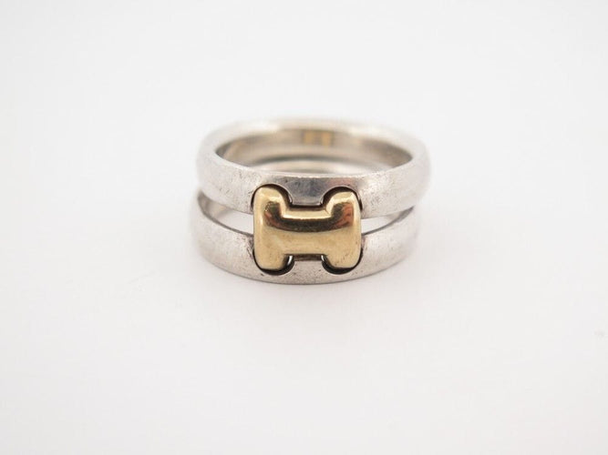 Bague 54 vintage bague HERMES olympus double 54 argent massif 925 & or jaune 18k 58 Facettes 255539
