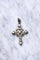 Pendentif Croix ancienne en argent, émail, et pierres du Rhin 58 Facettes
