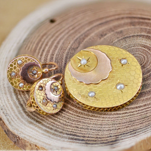 Broche Parure ancienne en or rose et perles fines 58 Facettes 22-343