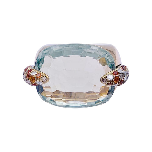 Bague 54 Bague Pomellato, "Pin Up", or rose, prasiolite, diamants, grenats. 58 Facettes 32559