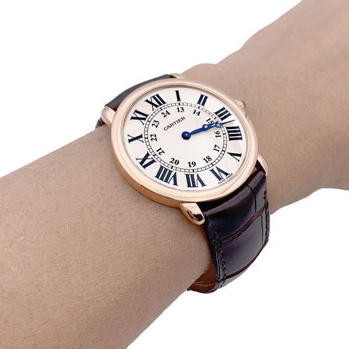 Montre Montre Cartier, "Ronde Louis Cartier", or rose, cuir. 58 Facettes 33436