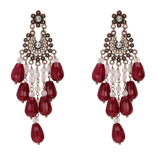 Boucles d'oreilles Boucles d'oreilles chandelier cristaux et rubis 58 Facettes 16-047