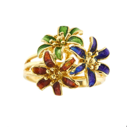Bague 49 Bague fleurs émaillées 58 Facettes 32423