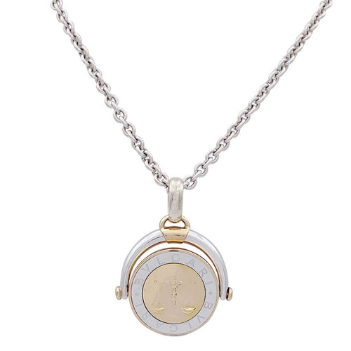 Collier Collier Bulgari, "Zodiaque Balance", or blanc, or jaune et acier. 58 Facettes 32818/33046
