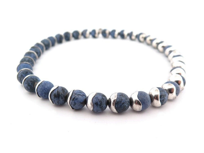 Collier vintage collier HERMES perles de jaspe bleu et argent massif 39cm 58 Facettes 256014