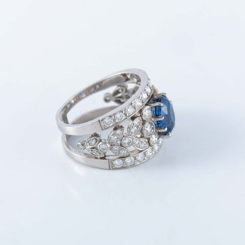 Bague 54.5 Bague bandeau platine, saphir et diamants 58 Facettes