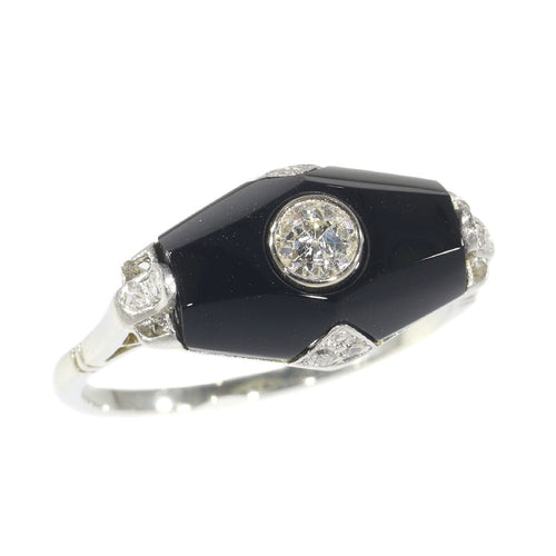 Bague 54 Bague Art Déco diamant et onyx 58 Facettes 19324-0206
