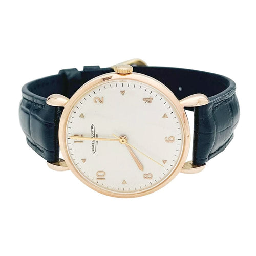 Montre Montre Jaeger Lecoultre en or rose, bracelet cuir. 58 Facettes 31470