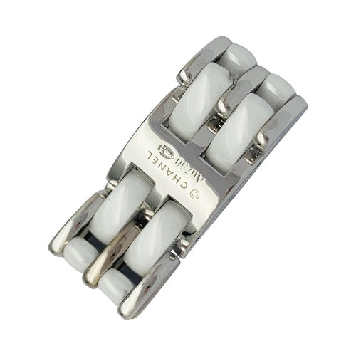 Bague 53 Bague Chanel "Ultra" grand modèle en or blanc et céramique blanche. 58 Facettes 31923