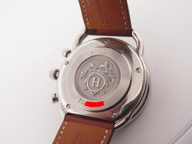 Montre montre HERMES arceau chronographe 43 mm automatique acier palladie 58 Facettes 254421