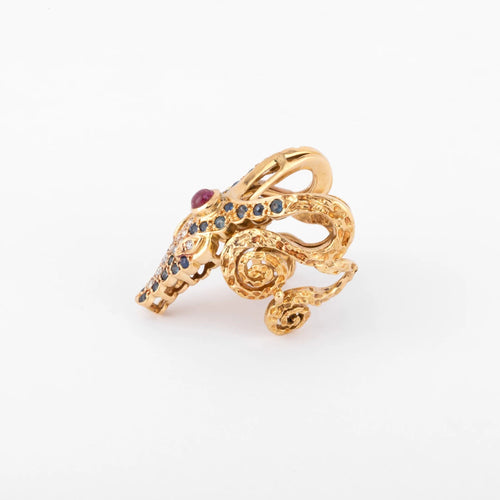 Bague Bague Lalaounis tête de crocodile en or jaune 58 Facettes