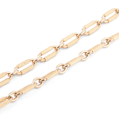 Collier Sautoir or jaune maillons ovales ciselés 58 Facettes 1