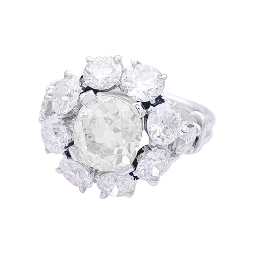 Bague 49 Bague marguerite diamants, platine. 58 Facettes 32928