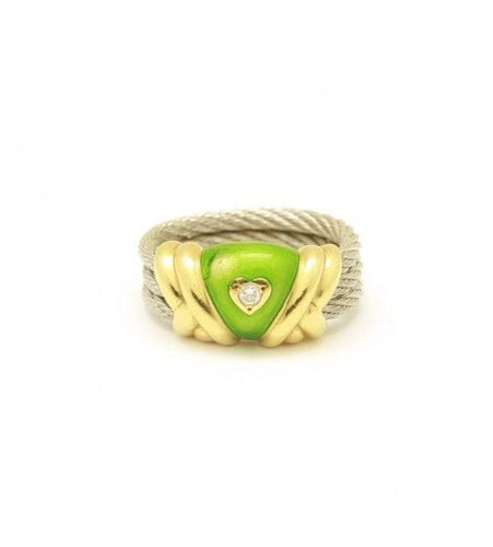 Bague 48 / Or 750‰ et Acier Bague Force 10 FRED Diamant Email 58 Facettes 220573R